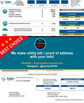 Texas Tyler Technologies Sample Fake utility bill